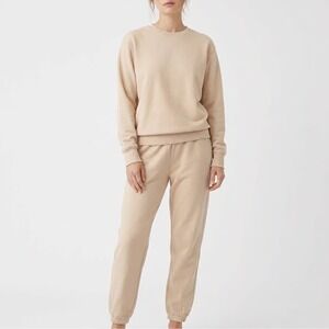 Naked Wardrobe XL Tan Beige Sweatshirt Jogger Sweatpants Set